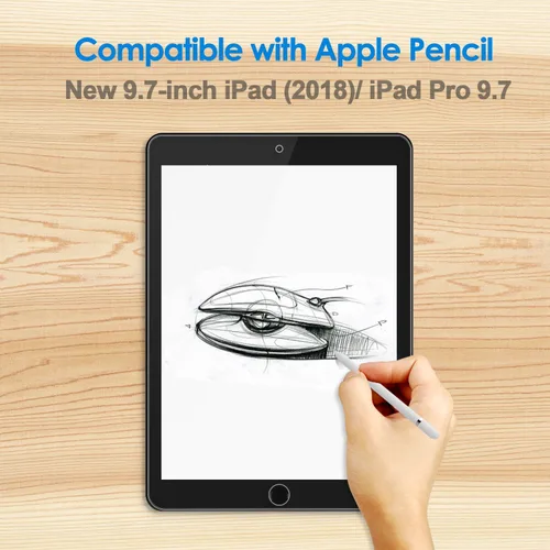 Vista 3 de JETech Protector de pantalla para iPad 6/5, Air 2/1, Pro 9.7, paquete de 2