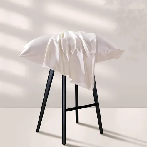 Vista 3 de Manyshofu - Funda de almohada de satén beige para protección del cabello - 2 piezas, fundas de almohada estándar, lujosas y sedosas, fundas