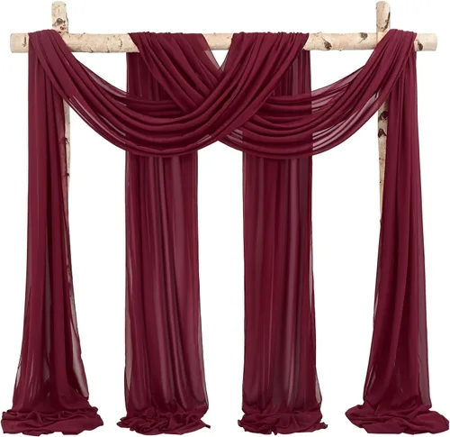 Vista 28 de Cortinas de arco de boda, 8 paneles de 28" x 20 pies, cortinas de tela de gasa blanca para ceremonia y recepción