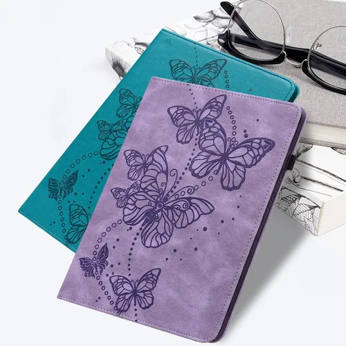 Vista 5 de Funda para Amazon Kindle Fire Max 11 (13ª generación, versión 2023) de 11 pulgadas, piel sintética, con soporte de mariposa en relieve, con lápiz