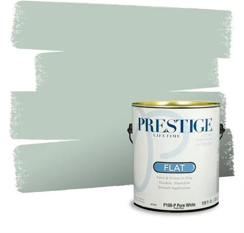 Vista 25 de Prestige Paints - Pintura exterior e imprimación en uno, 1 galón, plano, compatibilidad comparable con el color menta «Whipped Mint» de Behr