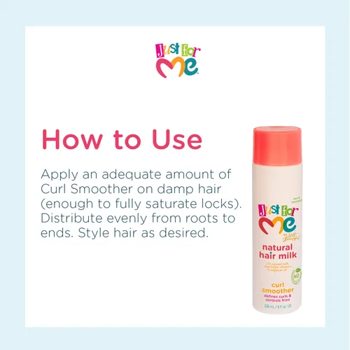 Vista 6 de Just For Me Rizo de leche natural para cabello paquete de 3 Define rizos y controla el encrespamiento contiene leche de coco manteca de karité