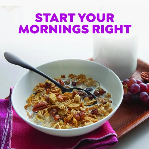 Vista 4 de Great Grains Cereal de desayuno con pasas, dátiles y nueces pecanas, cereal de pasas con dátiles dulces y racimos de granola, verificado por