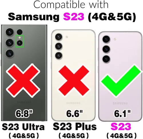 Vista 2 de Asuwish Funda para Samsung Galaxy S23 5G con protector de pantalla de vidrio templado y ranura para tarjetero, accesorios con función atril, cartera