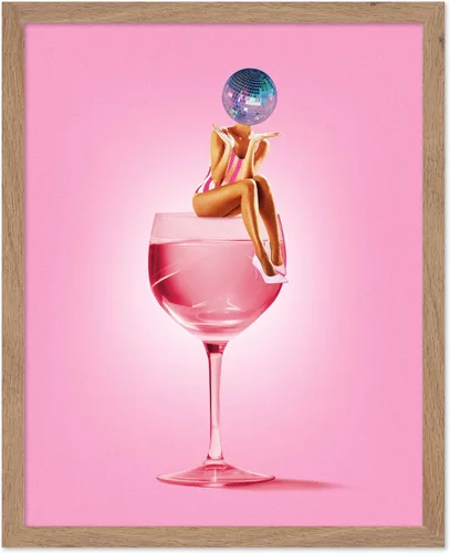 Poster Master Disco Ball Head Poster - Retro Cocktail Print - Alcohol Art - Martini Glass Design - Preppy Design - Disco Print - Bar Cart Decor -