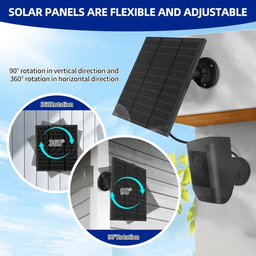 Vista 4 de Paneles solares para cámara Ring al aire libre inalámbrica (Nueva Generación) Cargador de panel solar de 5W 5V con USB-C y enchufe para Spotlight