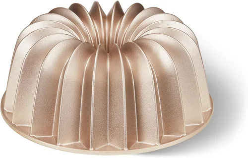 KITESSENSU Molde antiadherente para tartas, molde de aluminio de 9.5 pulgadas, molde de tubo acanalado resistente para 10 tazas, duradero,