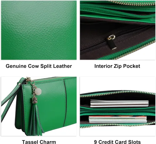 Vista 5 de Befen - Bolso clutch de mano de cuero con correa para teléfono celular organizador de tarjetas