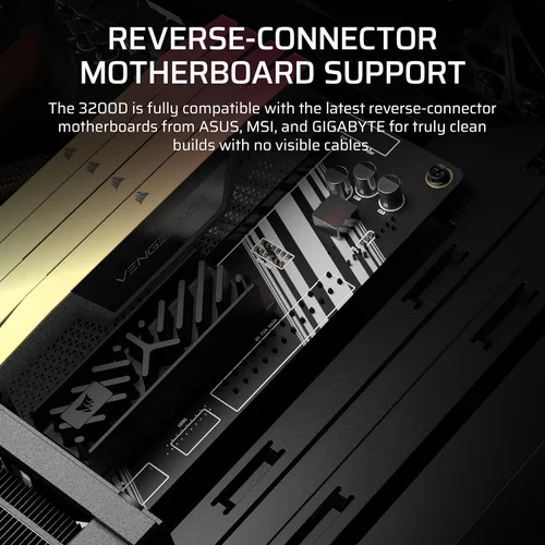 Vista 6 de CORSAIR 3200D RS Mid-Tower PC Case – 3X RS120 PWM Fans Included, GPU Anti-sag Stabilization Arm, ASUS BTF, MSI Project Zero, Gigabyte Project Black