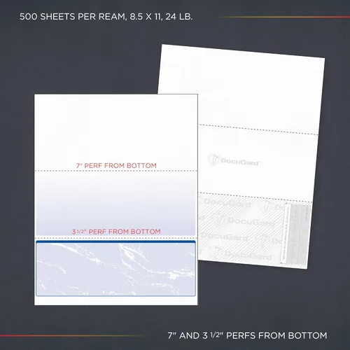 Vista 10 de DocuGard Cheque de Seguridad Estándar, 11 Características, 8.5 X 11, Fondo de Mármol Azul, 500/resma