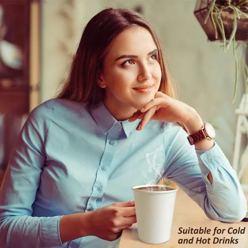 Vista 4 de Vasos de papel, paquete de 150 – Tazas de café de papel caliente y frío de 8 onzas