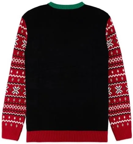 Vista 3 de The Ugly Sweater Co. Suéter feo de Navidad con luces LED, ajuste cómodo, diseños de suéter feo con luz activada por movimiento