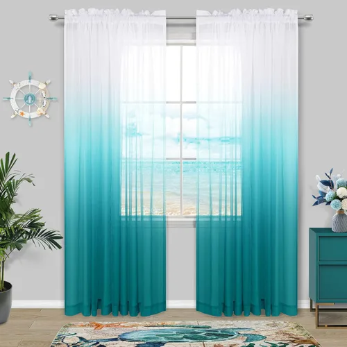 Vista 28 de KOUFALL Cortinas de ventana de baño para ducha, juego de 2 paneles de cortinas cortas transparentes en blanco y negro para cocina, dormitorio