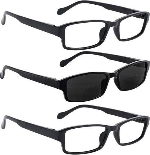 MARE AZZURO Gafas de lectura para hombre, 3 unidades, de moda, para lectores grandes, bifocales