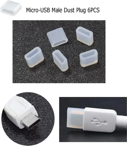 Vista 4 de 30 tapones USB antipolvo con 6 tipos, tapón antipolvo USB tipo C, protector de puerto de silicona suave micro USB, protector de cubierta antipolvo