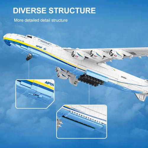 Vista 5 de MISINI 57014 An-225 - Juego de bloques de construcción de aviones de transporte grandes, 5350 piezas MOC modelo de avión kits de construcción