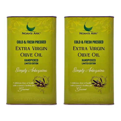 Aceite de oliva virgen extra prensado en frío y fresco Arbequina de Noah's Ark seleccionado a mano | Origen único, alto polifenol - 2 paquetes -