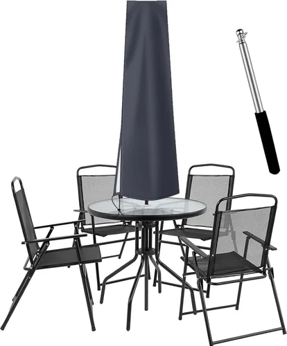 Vista 8 de Dafire Cubierta de paraguas de patio para sombrillas de 7 pies a 9 pies, cubiertas de parasol de 1.7m (Negro 420D), cubierta de paraguas impermeable
