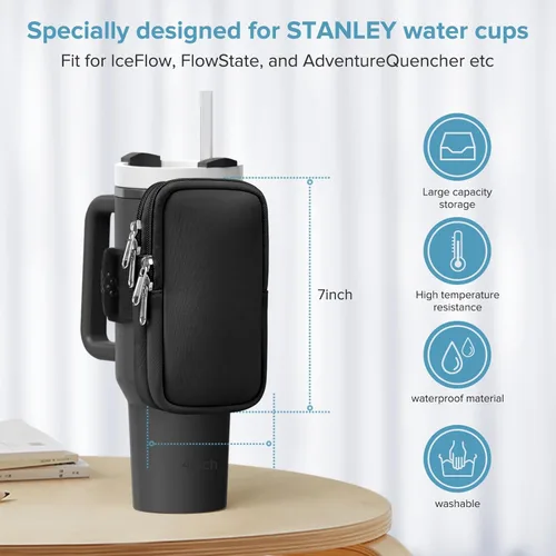 Vista 3 de Bolsa para botella de agua para Stanley Cup de 40 onzas, 30 onzas, bolsa para botella de agua para correr, tarjetas, llaves, teléfono, accesorios