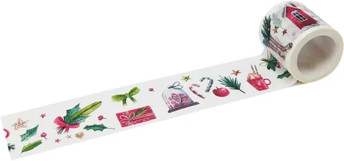 Vista 16 de Wrapables Diseños Decorativos Washi Cinta de Enmascarar, 0.787 in x 16.4 ft, Trenes de Navidad