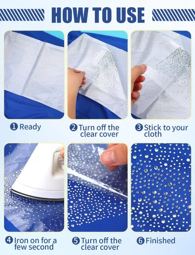 Vista 4 de 9 Hojas de Transferencias de Diamantes de Imitación Termoadhesivos, Calcomanías de Transferencia Hotfix de Cristal con Purpurina, Apliques