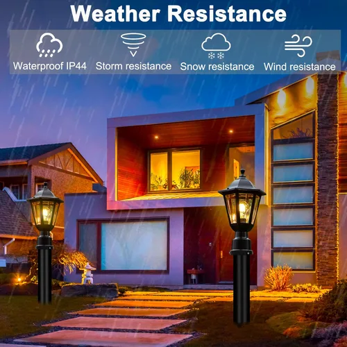 Vista 8 de FUDESY Luz de poste negra con sensor de anochecer a amanecer para exteriores con luz negra para exteriores