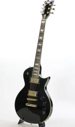 Vista 3 de Guitarra Eléctrica LTD ESP de cuerpo sólido, con acaba en verde See Thru Green (LEC256STG EC256), Negro