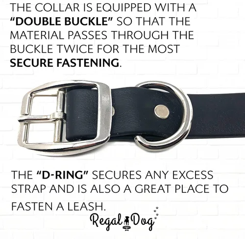 Vista 9 de Regal Dog Products Collares de perro pequeños negros impermeables con placa de nombre personalizada grabada Collar de perro de Biothane
