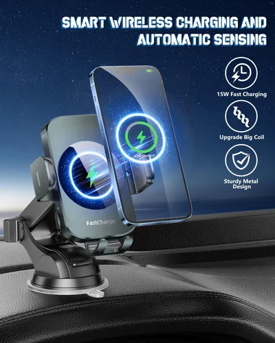 Vista 2 de Cargador inalámbrico para automóvil, soporte de teléfono de carga rápida BothLin 3 en 1, soporte de teléfono con sujeción automática, accesorios