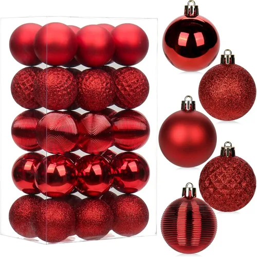 Vista 11 de 30 piezas de adornos de bola de árbol de Navidad irrompibles negros para decoración navideña