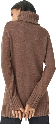 Vista 3 de Ellos Suéter tipo túnica de cuello alto acanalado de talla grande para mujer