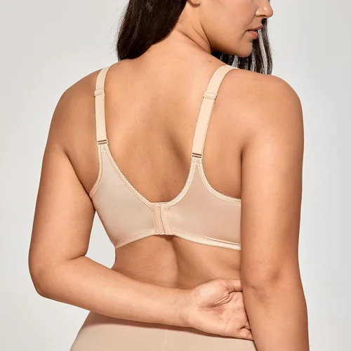 Vista 4 de Delmira - Brasier básico para mujer, cobertura completa, sin costuras, con forro ligero.