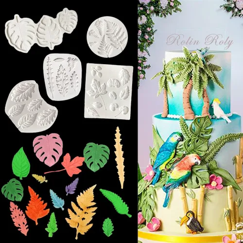 Vista 9 de Rolin Roly Moldes de silicona para pasteles de fondant, molde de silicona 3D para dulces, tortuga, hoja, moldes reutilizables, proyectos