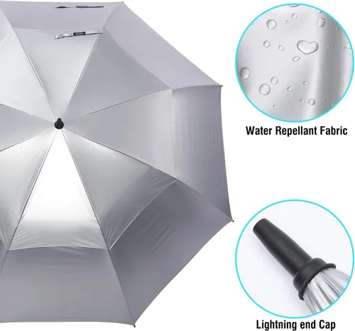 Vista 6 de G4Free Paraguas de golf enorme de 72 pulgadas con protección UV, apertura automática, resistente al viento, paraguas de gran tamaño con ventilación