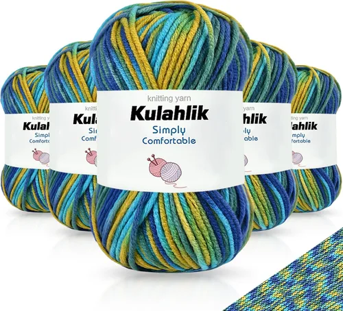 Vista 14 de Hilo acrílico de 1.76 oz (1 x 1.76 oz) para tejer y tejer, hilo de hilo degradado colorido, 1 rollo de madejas, hilo acrílico multicolor, perfecto