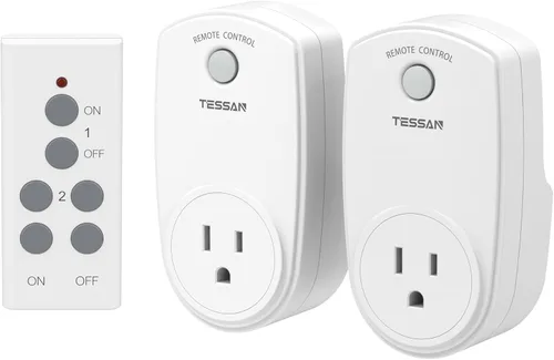 Vista 7 de Toma de control remoto, interruptor de enchufe eléctrico inalámbrico TESSAN para luces, lámparas, ventiladores, rango RF de 100 pies, 1200 W