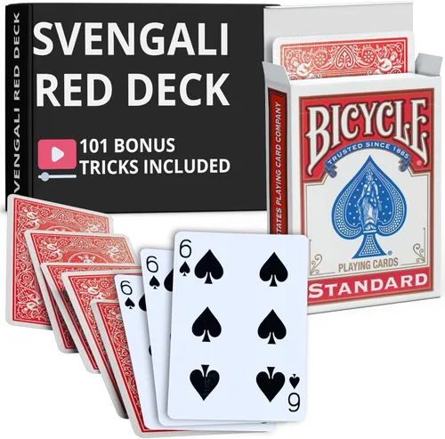 Vista 56 de Ted's Sterling Magic Juego de cartas Precision Red Rider Back Bicycle Svengali con instrucciones para más de 100 trucos (6 de Diamantes)