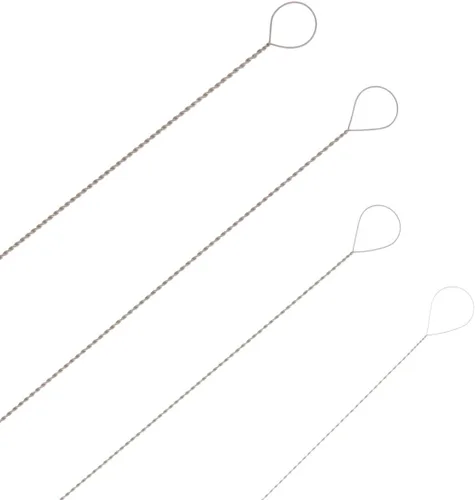 Vista 2 de The Beadsmith Basic Elements - Agujas de alambre trenzado – 4 piezas de varios tamaños – Agujas flexibles para cuentas – Ojo plegable redondo grande