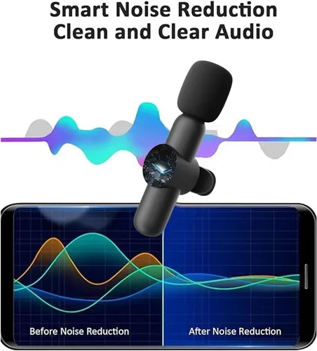 Vista 4 de Paquete de 2 micrófonos lavalier inalámbricos adecuados para iPad y iPhone, sin necesidad de configurar Plug and Play, para grabación completa