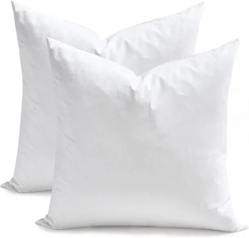 TOPGREEN Juego de 2 rellenos de almohada de plumas de 18 x 18 pulgadas, funda de algodón 100% orgánico, cojín cuadrado decorativo suave para sala de