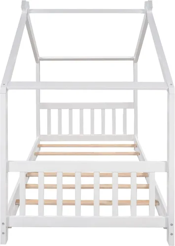 Vista 20 de Harper & Bright Designs Cama matrimonial para niños, cama de madera con cabecera y estribo, base de cama matrimonial para niños pequeños, cuna