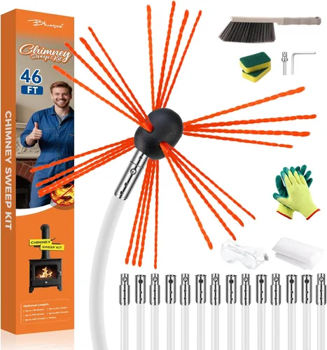 Vista 8 de Kit de deshollinador Bluesea de 4 piezas con varilla de nylon, accesorios para limpieza de chimenea con llave hexagonal y adaptador para taladro