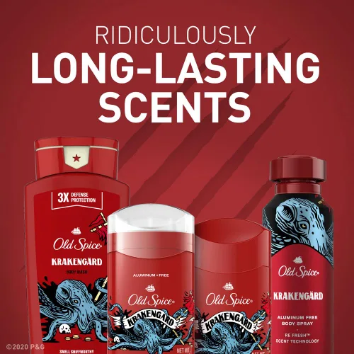 Vista 5 de Old Spice Jabón corporal para hombre, Krakengard, espuma de larga duración, 247 Shower Fresh, 30 onzas líquidas (paquete de 4)