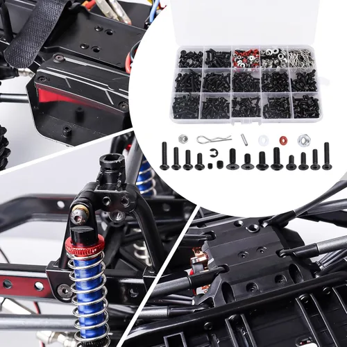 Vista 4 de Kit de herramientas de reparación RC de 524 piezas, tornillos hexagonales M3 M4, tornillos hexagonales, carcasa de tuerca, clips de cuerpo