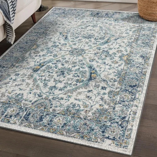 Vista 12 de LUXE WEAVERS Euston Collection 8060 - Alfombra oriental moderna de 5 x 7 pulgadas, color azul