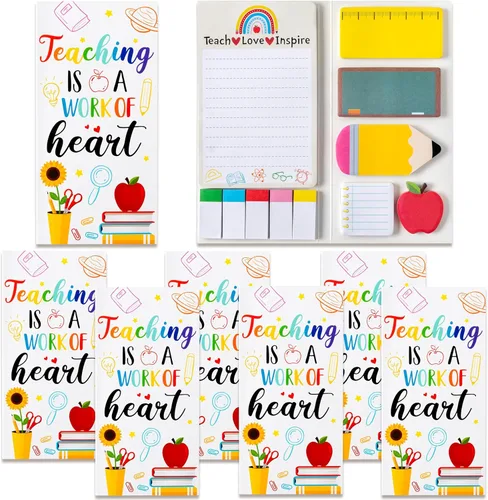 Vista 66 de Xqumoi Paquete de 12 notas adhesivas Teaching is A Work of Heart – Regla Pizarra Lápiz Forma de Manzana Autoadherentes Bloc de notas