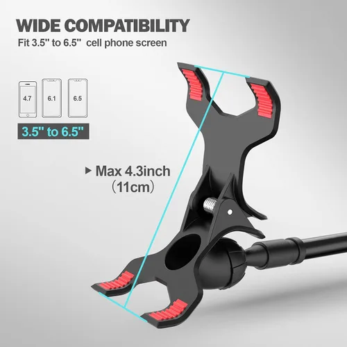 Vista 5 de Soporte de teléfono de cuello de cisne para cama, soporte flexible para teléfono celular con brazo perezoso, soporte de abrazadera ajustable 360