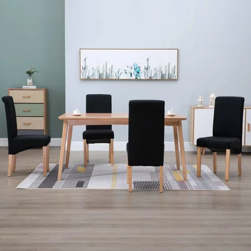 Set of 4 Black Fabric Dining Chairs with Solid Wood Legs Mid Century Modern Ergonomic Kitchen Side Chairs 8.5x6.5x14.9 in for Dining Room Living Room