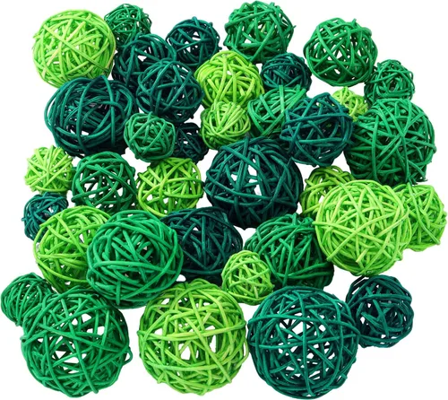 Vista 21 de Patelai 36 piezas de bolas de ratán decorativas en mimbre para jarrón, centros de mesa, cuencos, esferas, relleno para decoración del hogar, 4 Blanco