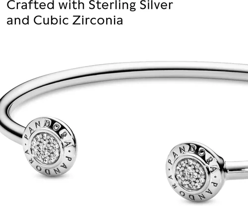 Vista 4 de PANDORA Pulsera de circonita cúbica distintiva de joyería en plata de ley